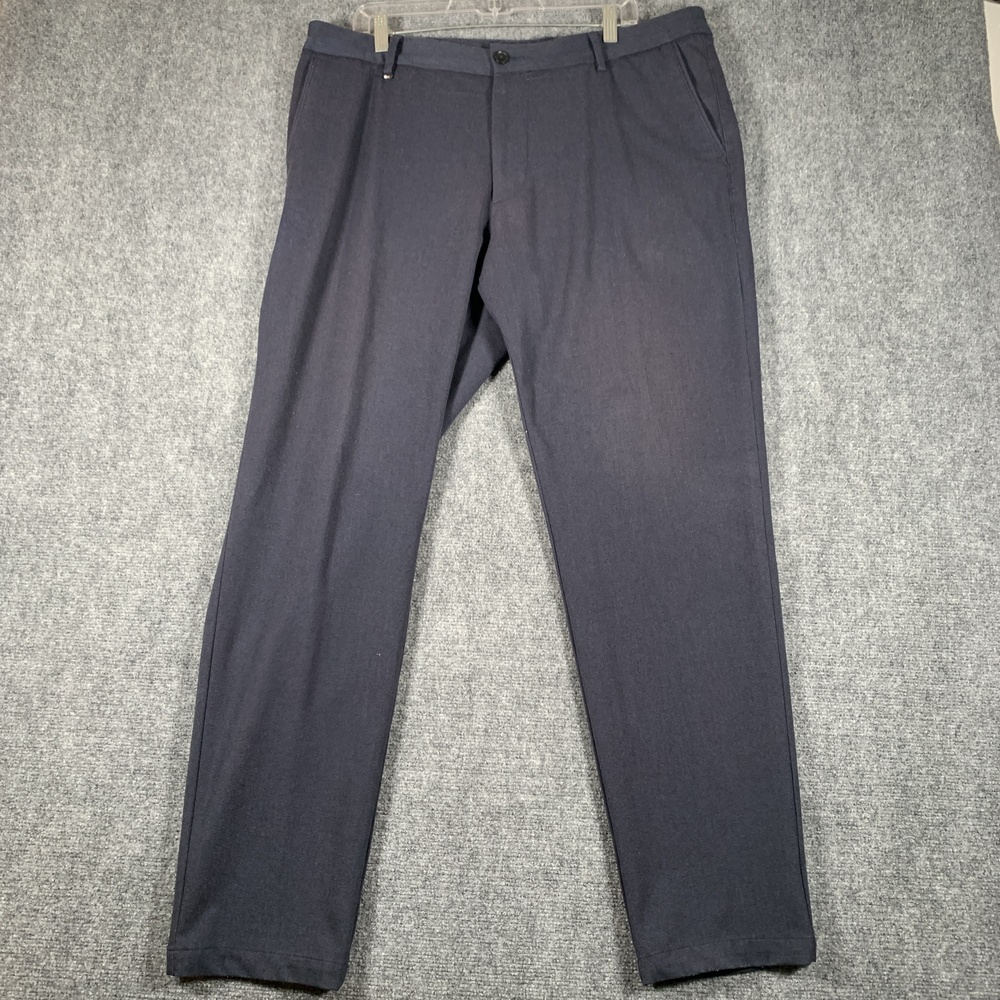 Hugo Boss Dress Pants Mens 39x32 Blue Regular Fit Stretch Microfiber Trousers